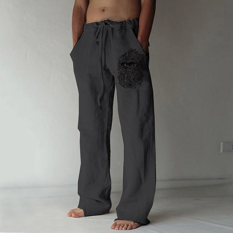 Men's Graphic Prints Trousers Summer Pants Beach Pants Mid Waist Streetwear Hawaiian Designer Casual Daily Holiday Drawstring Elastic Waist 3D Print Spring & Summer 3D Print Black White Green3