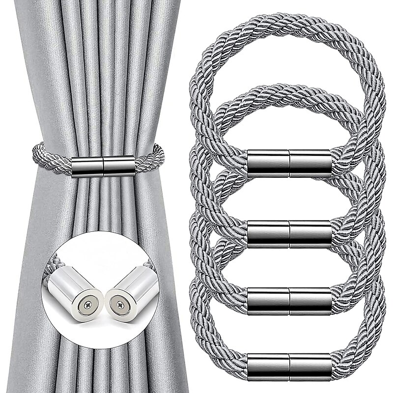 Magnetic Curtain Tie Backs Window,Pearl Beaded Tieback Curtain Holdbacks,Buckles Clip for Home Bedroom Office Decorative Curtain