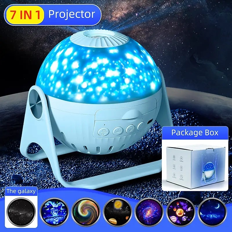 Planetarium Projector Lights Galaxy Projection 7 in 1 with 360 Rotating Nebula Moon Night Lamp Planet Aurora for Baby Bedroom Ceiling Game Room Party Bar