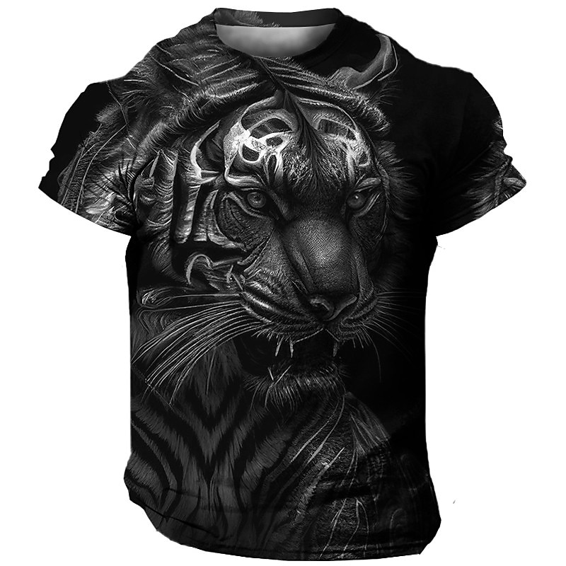 Men's Graphic Animal Tiger T Shirt Short Sleeve T shirt 3D Print Crew Neck Shirt Vintage Fashion Designer Outdoor Daily Sports Blue Orange Green Spring & Summer Clothing Apparel S M L XL 2XL 3XL4