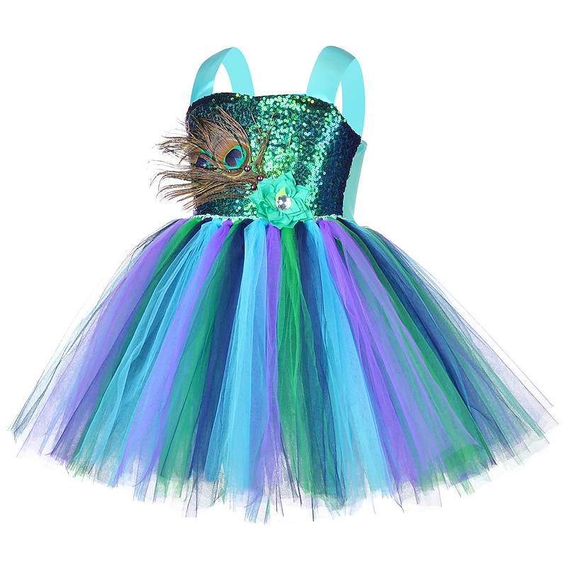 Animals Peacock Dress Flower Girl Dress Tulle Dresses Cosplay Movie Cosplay for Girls' Kid's Children's Day Masquerade3