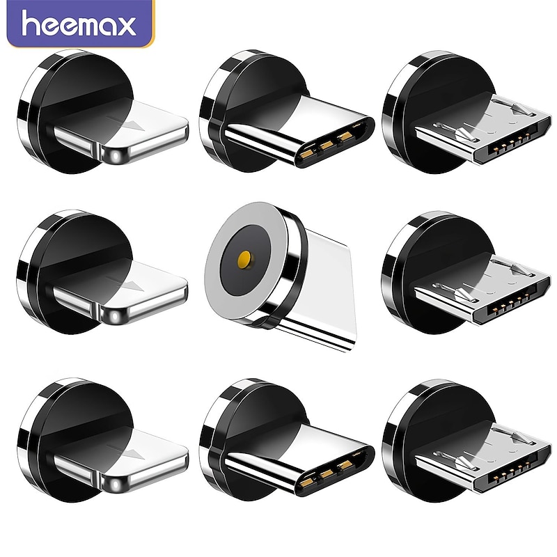 5Pcs Magnetic Plug Connector Universal For Round One Ponit Magnetic Cable Type C Micro USB Magnet Replacement Parts Mobile Phone Dust Plug Adapter Gift For Birthday/Valentines/Easter/Boy/Girlfriends