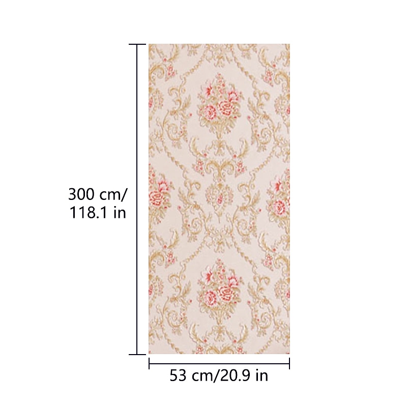 Wallpaper Wall Cover Sticker Film Peel and Stick Removable Self Adhesive Embossed Floral Non Woven Home Decoration 300*53cm2