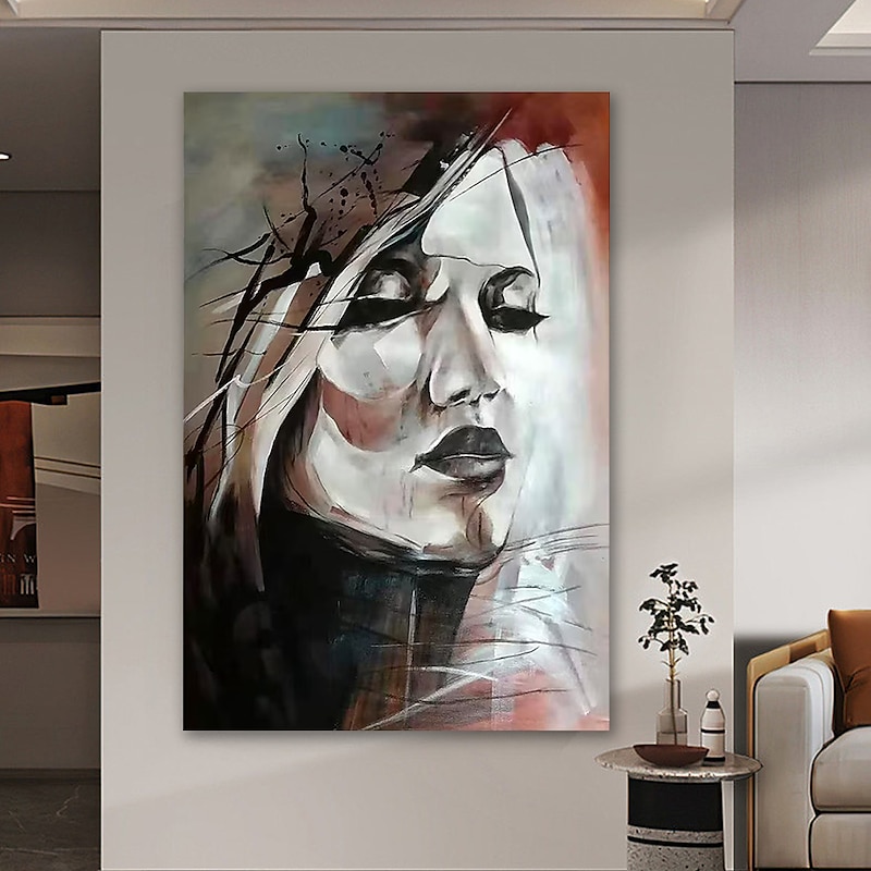 Oil Painting Hand Painted Vertical People Abstract Portrait Modern Rolled Canvas (No Frame)4