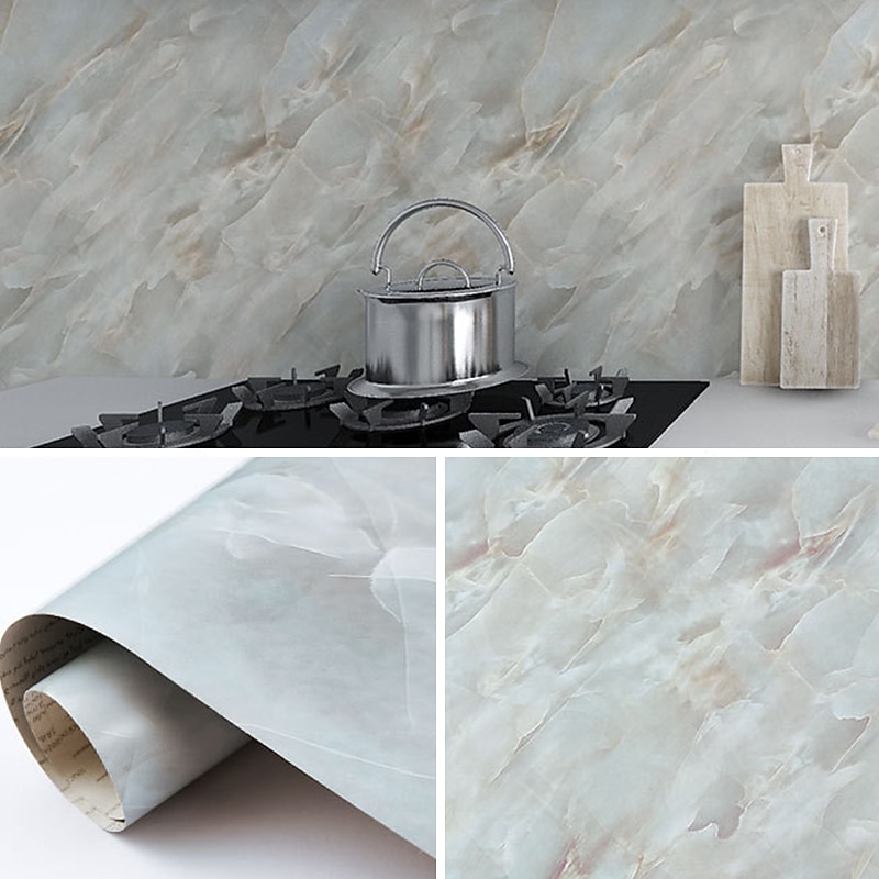 Cool Wallpapers Grey Wallpaper Wall Mural Marble Peel And Stick Wall Sticker Self-Adhesive Waterproof Oil Proof  Fireproof, Easily Removable Wall Covering Kitchen Countertop And Cabinet Shelf Liner3