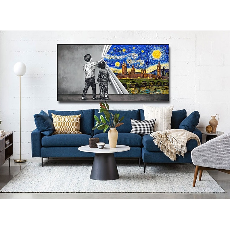 Handmade Hand Painted Wall Art Modern Abstract Van Gogh Starry Night Landscape Home Decoration Decor Rolled Canvas No Frame Unstretched4