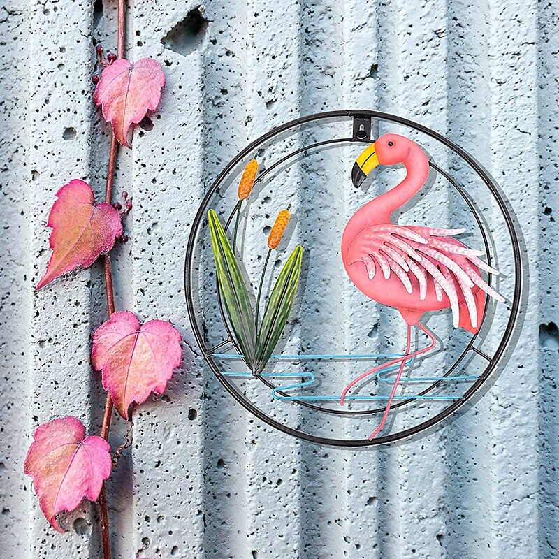 Metal Flamingo Wall Art Porch Front Door Wall Decor Room Outdoor Club Bars Front Door Metal Hanging Wall Art Dcor2