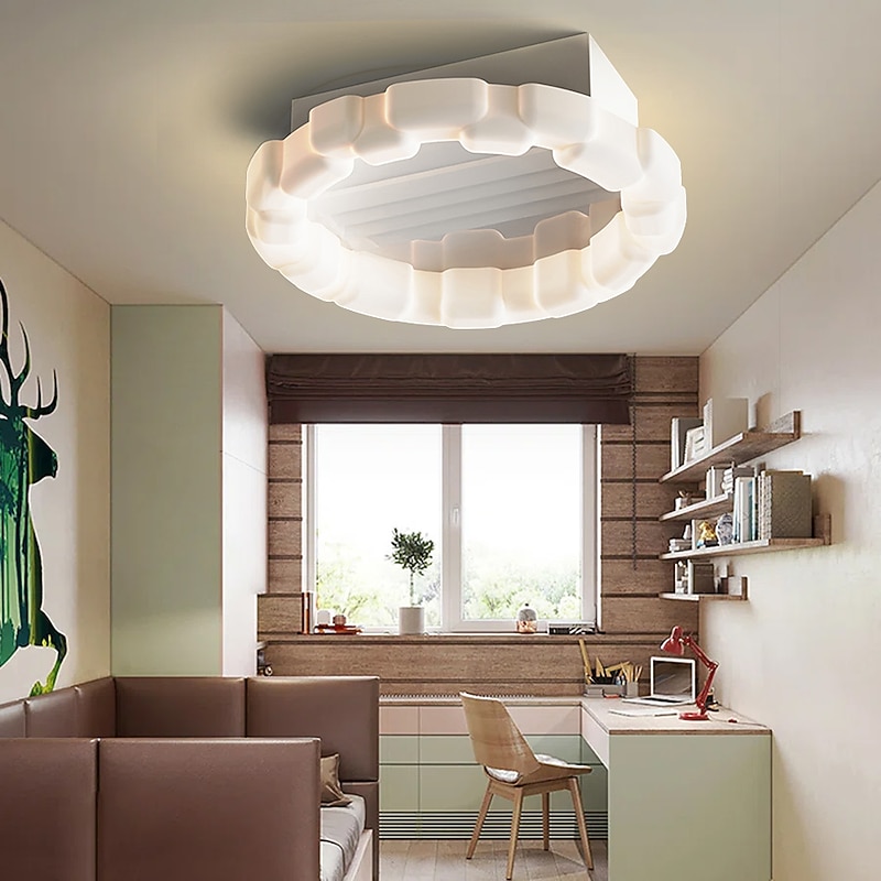 Ceiling Fans with Lights Flush Mount Low Profile Indoor Ceiling Fan,19.5" Dimmable Bladeless Ceiling Fans with Remote Control,Smart 3 Colors 6 Speeds Reversible3