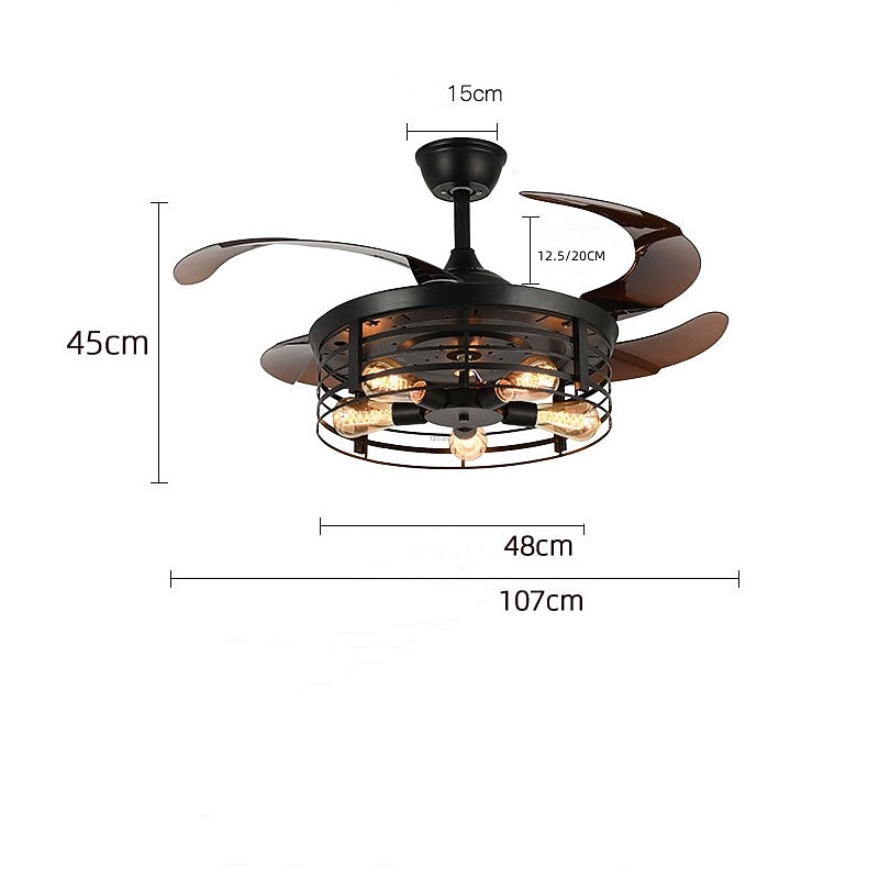 Ceiling Fan with Lights 42 Inch 5-Lights Black Rustic Ceiling Fan with Remote Warm White With Bulbs4