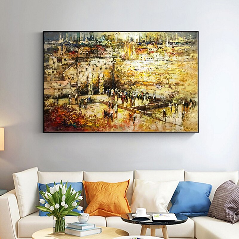 Mintura Handmade Wailing Wall Jerusalem Landscape Oil Paintings On Canvas Wall Art Decoration Modern Abstract Thick Texture Picture For Home Decor Rolled Frameless Unstretched Painting3
