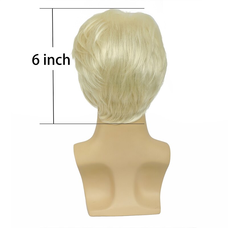 Short Men Wig Straight Synthetic Wig for Male Hair Fleeciness Realistic Natural Blonde Toupee Wigs2