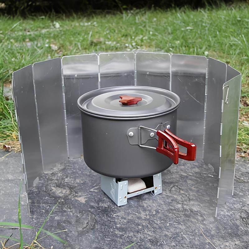 Camp Stove Windscreen, Silver Aluminum Folding Windscreen, Windshield For Camp Stove