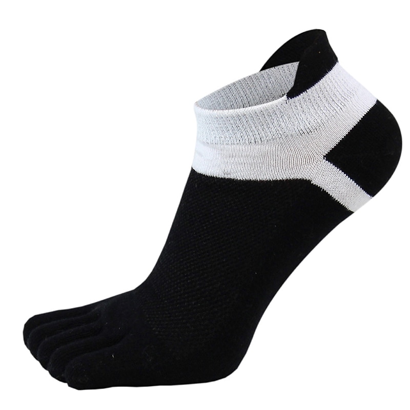 Men's 3 Pairs Ankle Socks Toe Socks Low Cut Socks Black White Color Color Block Daily Wear Vacation Weekend Mesh Medium Summer Spring &  Fall Stylish Casual3