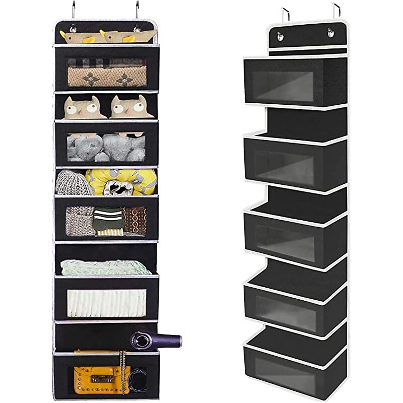 Four Grid Non-woven FabricPVC Wardrobe Hanging Storage Hanging Bag Door Storage Hanging Wall Mobile Phone Storage Bag Hanging Crib Underwear Hanging Storage Bag