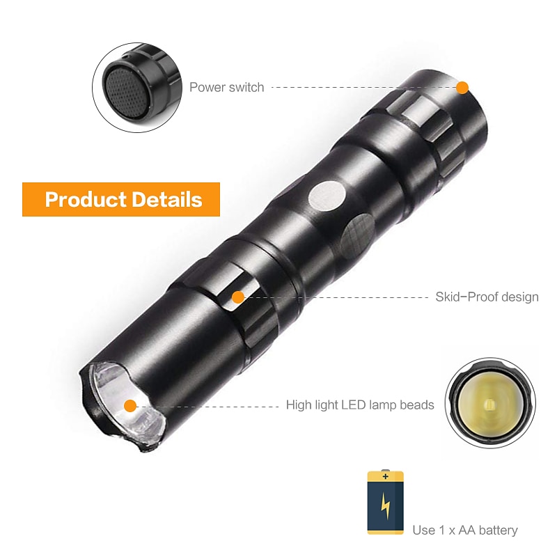 LED Mini Flashlight Portable Waterproof Ultra Bright Flashlight AA Battery Portable Torch For Camping Hiking fishing4
