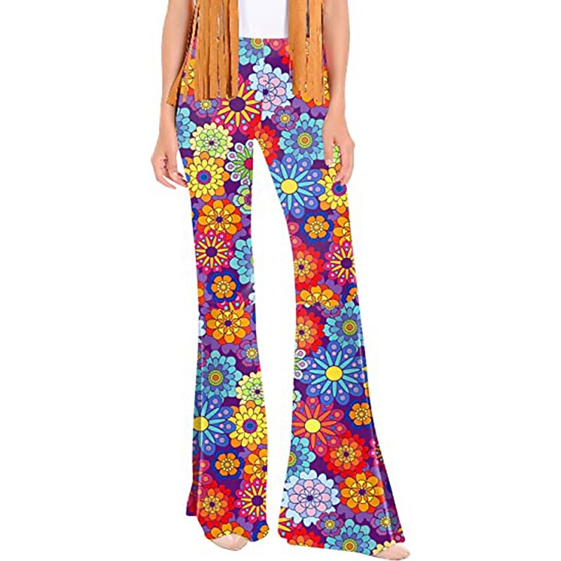 Retro Vintage Boho 1970s Trousers Bell Bottom Pants Wide Leg Pants Hippie Fancy Dress Women's Pride Parade Pride Month Adults' Pants4
