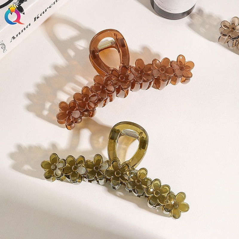 flower Large Claw Clips For Thick Hair  Hair Claws For Thick Hair Long Hair Claw Clips Variety Pack Large Hair Clips For Thick Hair Cute Claw Clips For Long Hair2