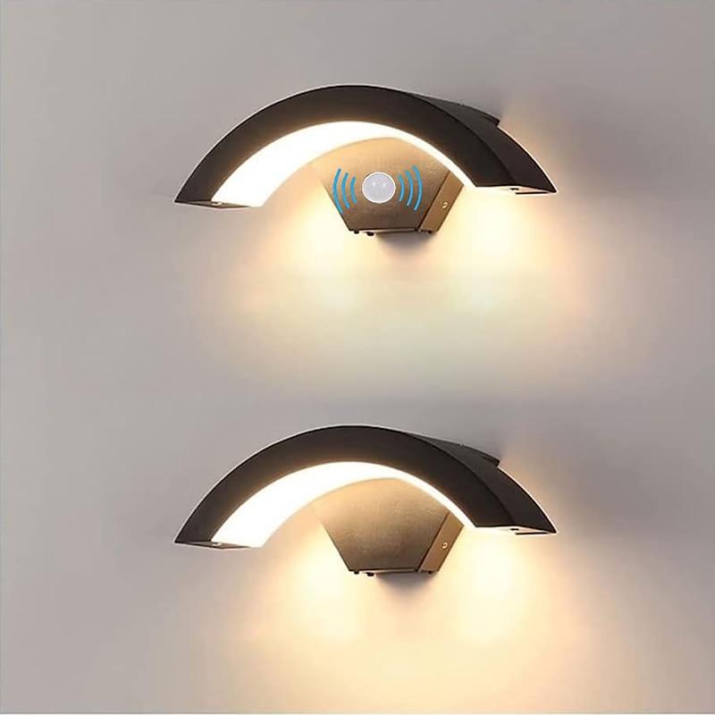 LED Outdoor Wall Lamp 24W with Motion Sensor IP65 Waterproof Light Control Suitable for Bathroom Garage Fence Deck Courtyard AC85-265V