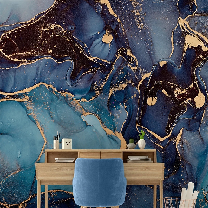 Cool Wallpapers Blue Wallpaper Wall Mural Abstract Marble Wall Covering Sticker Peel and Stick Removable PVC/Vinyl Material Self Adhesive/Adhesive Required Wall Decor for Living Room Kitchen Bathroom3