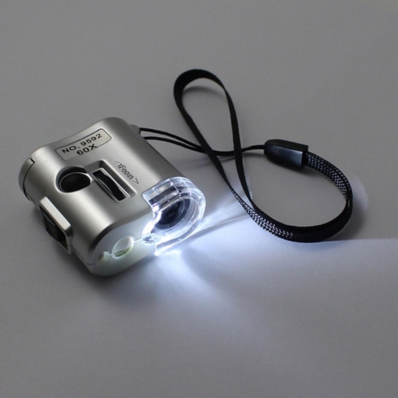 Mini Pocket 60X Microscope Magnifier Glass Jeweler Loupe with LED UV Light4