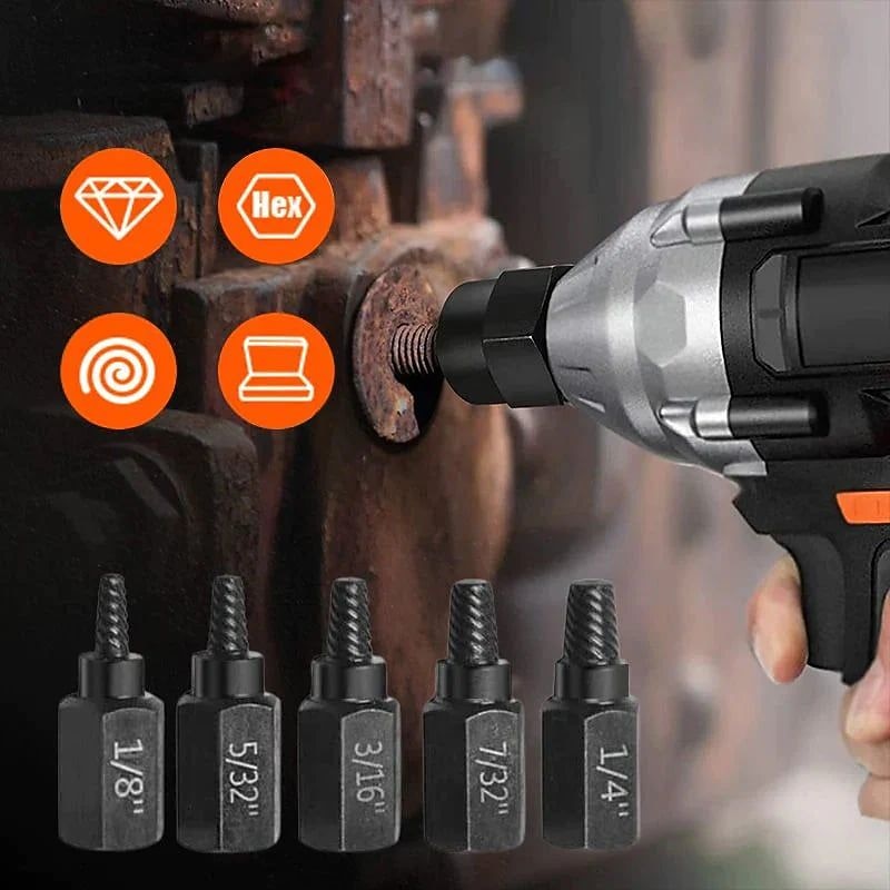 10PCS Screw Extractors Hex Head Multi Spline Broken Screws Bolts Removal Tool Left Spiral DIY Tool Set