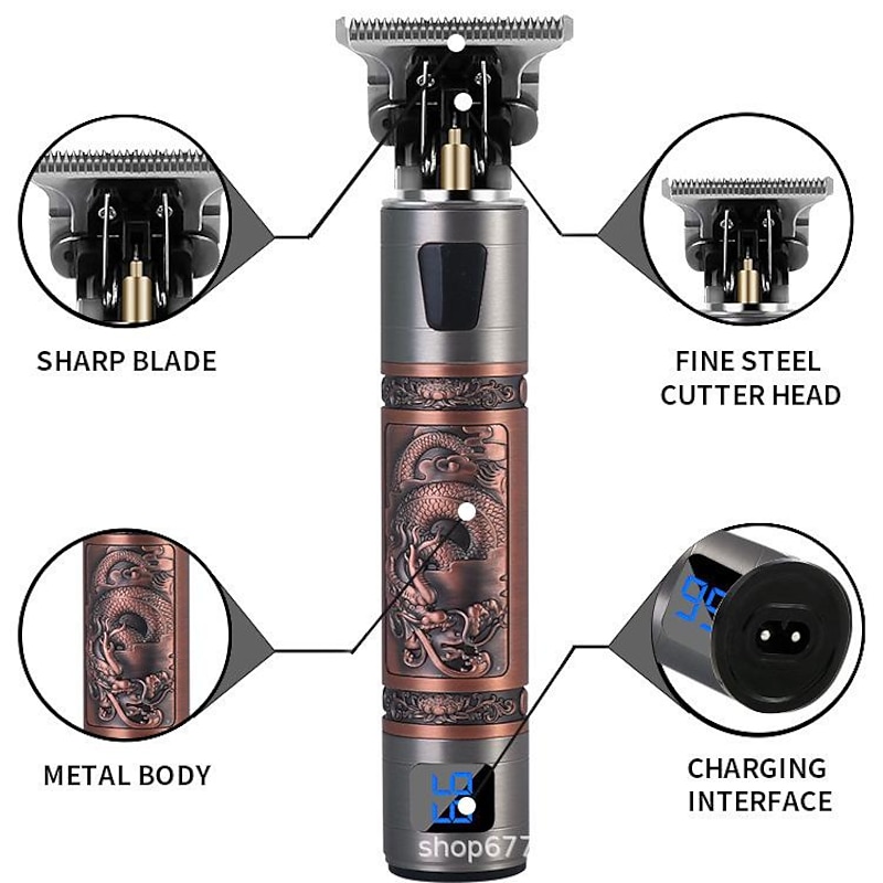 Hair Clippers for Men oupool Professional Cordless Hair Trimmer - Electric T-Blade Beard Trimmer Shaver Edgers Zero Gapped Mens Grooming Kit Rechargeable LCD Hair Cutting Kit - Gifts for Men(Gold)2