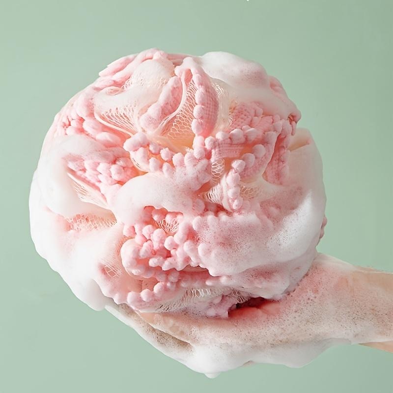 Big Bath Loofahs Shower Puff Ball, Flower Loofah Sponge Shower Bath Sponge Exfoliating Body Scrubber Pouf For Men Women