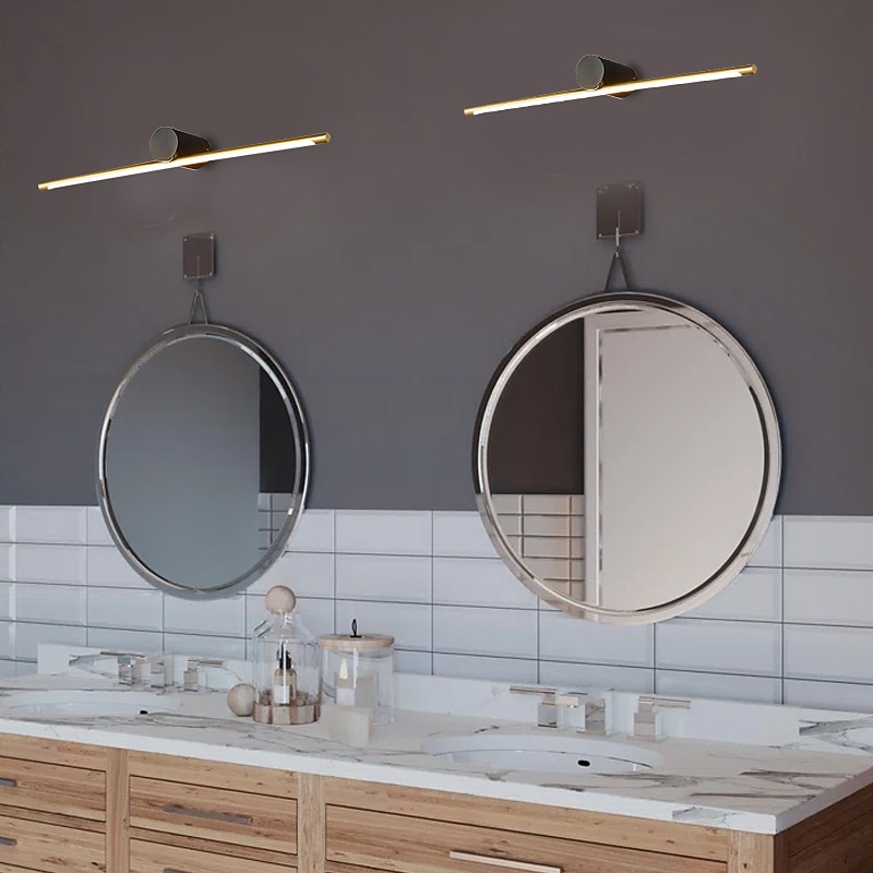 LED Mirror Front Lamp Vanity Light Dimmable 40/60/80cm Wall Light Copper for Modern Simple Bedroom Bathroom Gift for Family Friends IP203