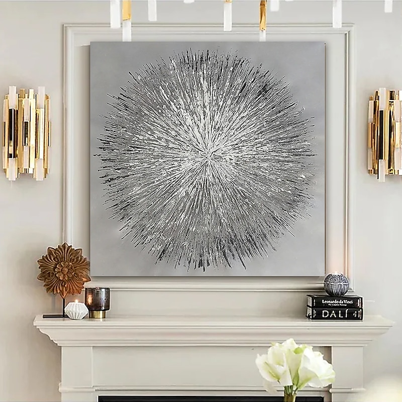 Oil Painting Hand Painted Square Abstract Pop Art Modern Rolled Canvas (No Frame)