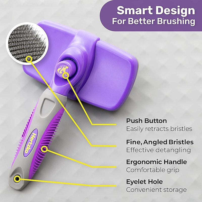 Self-Cleaning Brush for Dogs Cats - The Ultimate Dog Brush for Shedding Hair Fur - Comb for Grooming Long Haired & Short Haired Dogs Cats Rabbits & More Deshedding Tool4