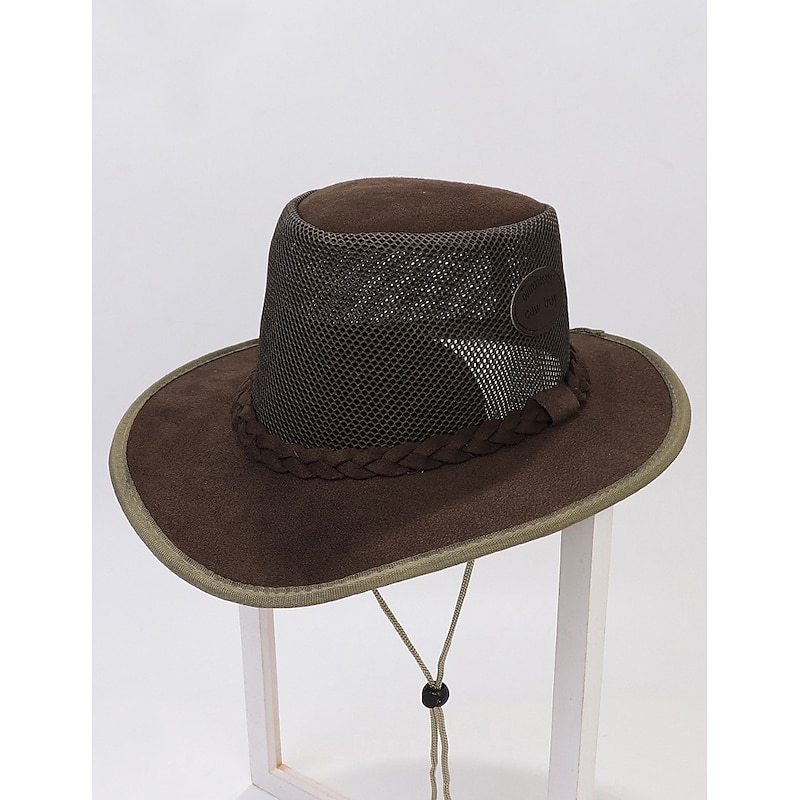 Men's Sun Hat Soaker Hat Safari Hat Gambler Hat Beach Hat Green khaki Polycotton Mesh Wide Brim Stylish Casual Outdoor clothing Holiday Going out Plain Sunscreen4