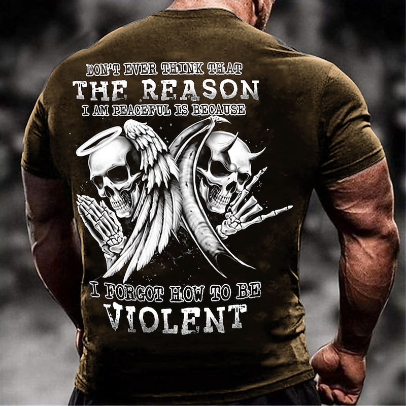 Men's Graphic Skulls T Shirt Tee Retro Shirts Short Sleeve T shirt 3D Print Crew Neck Shirt Vintage Fashion Designer Outdoor Casual Daily Black Blue Brown Spring & Summer Clothing Apparel S M L XL4