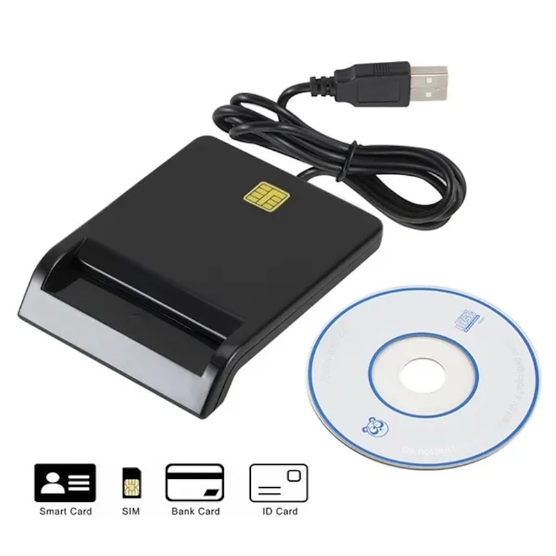 Smart Card Reader Common Access CAC USB For Home Black With CD Drive2