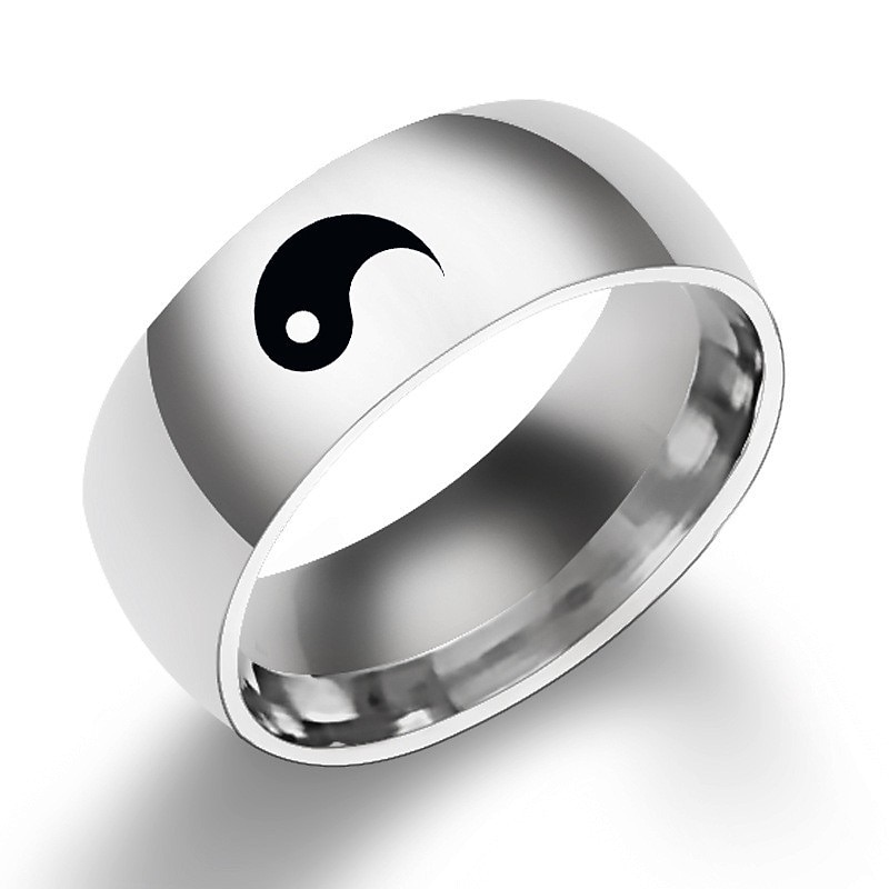 stainless steel black yin yang tai chi ring band for men/best friend//boyfriend (his size 11)2