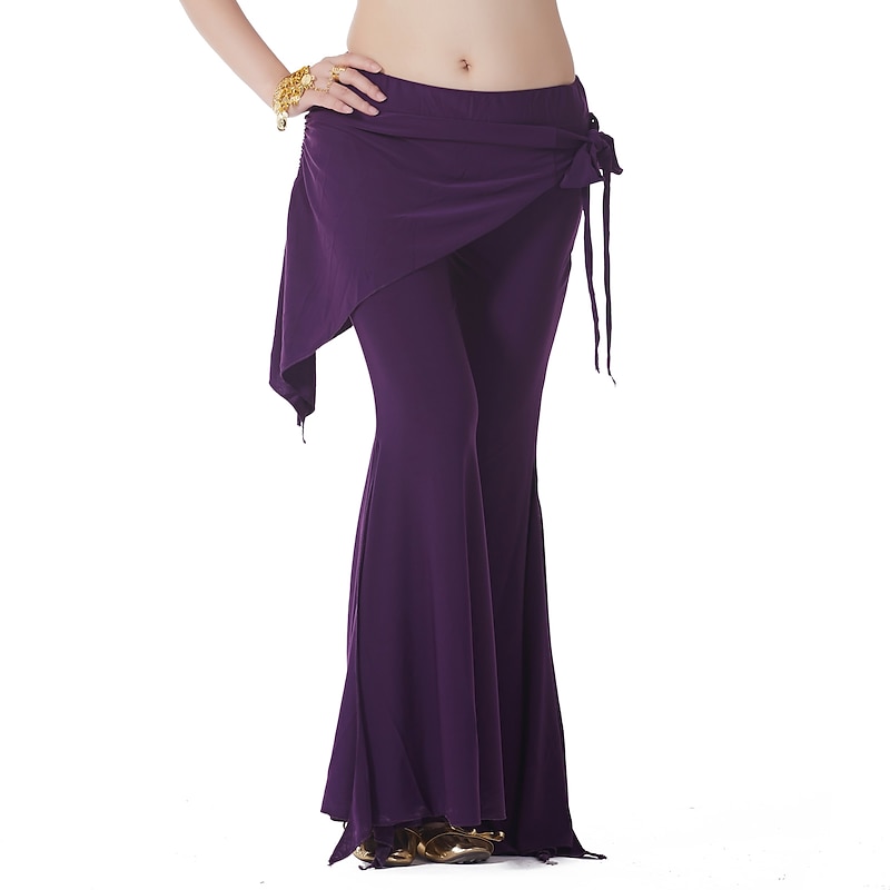 Belly Dance Pants Pure Color Ruffle Women's Training Crystal Cotton4