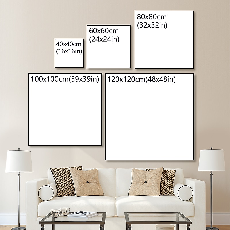 Oil Painting Hand Painted Square Abstract Pop Art Modern Rolled Canvas (No Frame)2