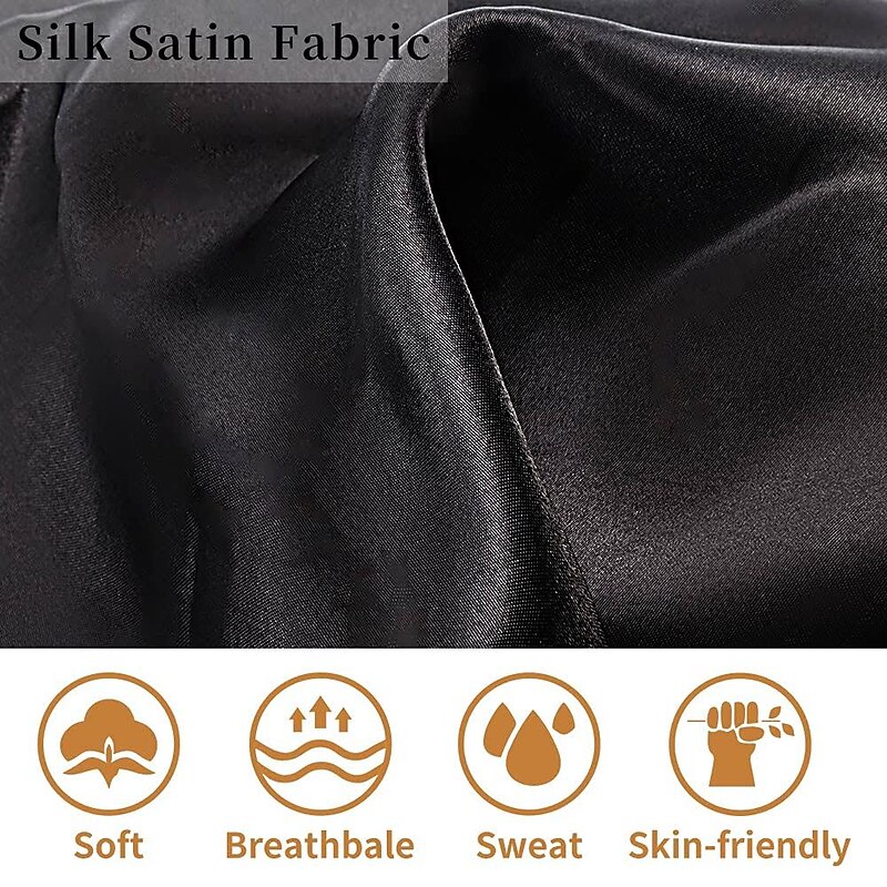 Large Women Silk Satin-Bonnet Extra Soft Elastic Band Sleeping Caps for Curly Dreadlock Braid Hair4