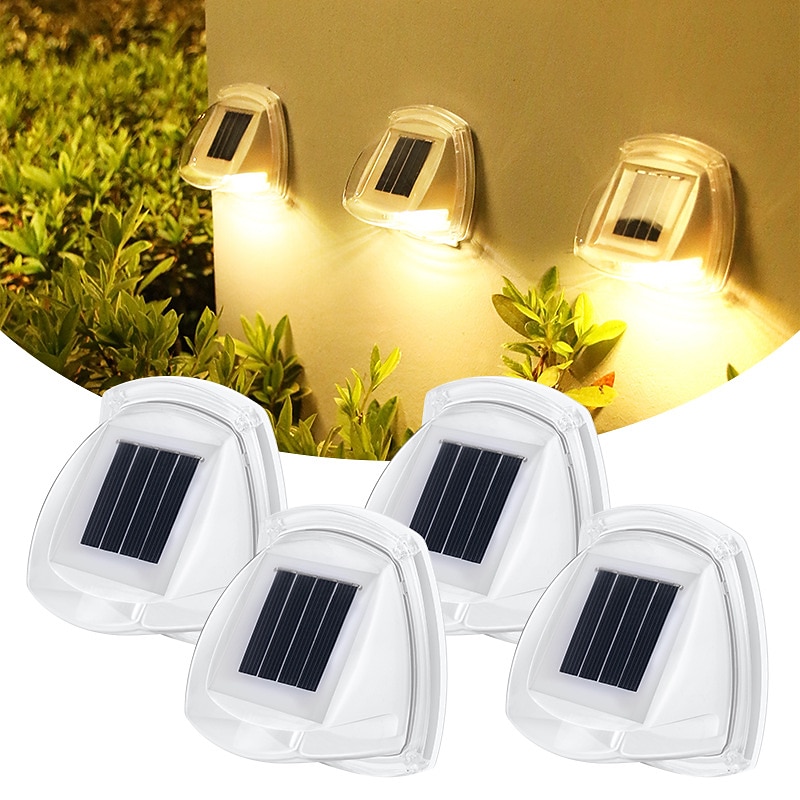 2/4pcs Solar Outdoor Waterproof Wall Lights 8LED ath Stair Outdoor Waterproof Garden Decor Wall Light Landscape Step Stair Deck Lights Fence Solar Light