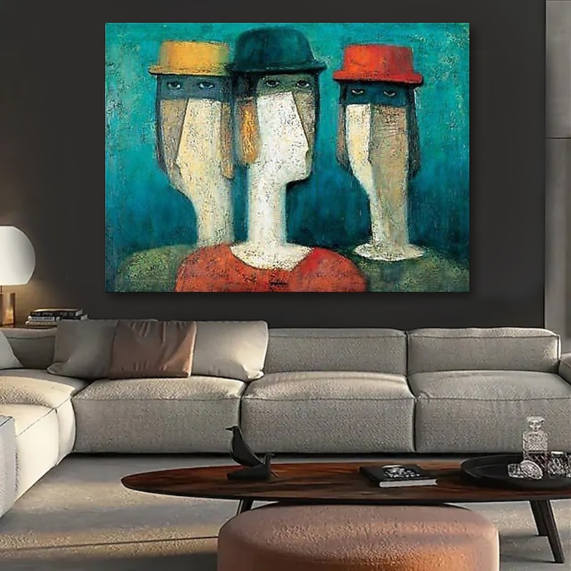 Oil Painting Hand Painted Horizontal Abstract People Modern Rolled Canvas (No Frame)4