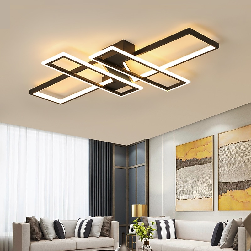 LED Ceiling Lights 4-Light 60*90cm LED Ceiling Light Aluminum Flush Mount Lights LED Modern Style Dining Room Bedroom Lights 110-240V ONLY DIMMABLE WITH REMOTE CONTROL2