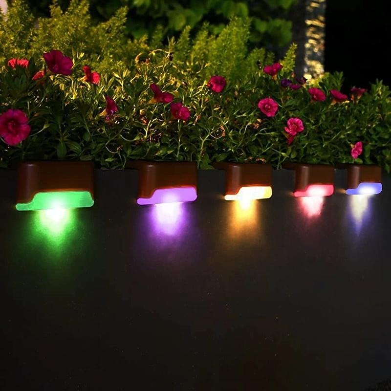 4pcs Solar Fence Lights Outdoor Waterproof Garden Light Courtyard Fence Steps Balcony Walkway Holiday Decoration Lighting Solar Night Lamp3