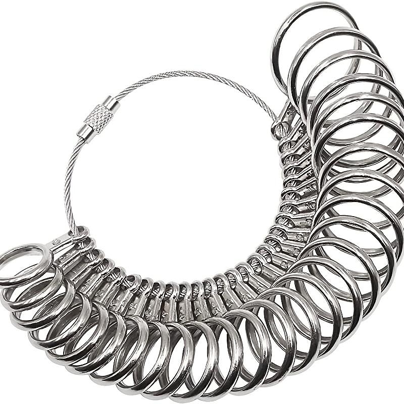 1pc Ring Sizer Measuring Tool Set Metal Finger Sizing Gauge Rings Measurement Women Men Wedding Jewelry Tool US Size 0-13 With Half Size