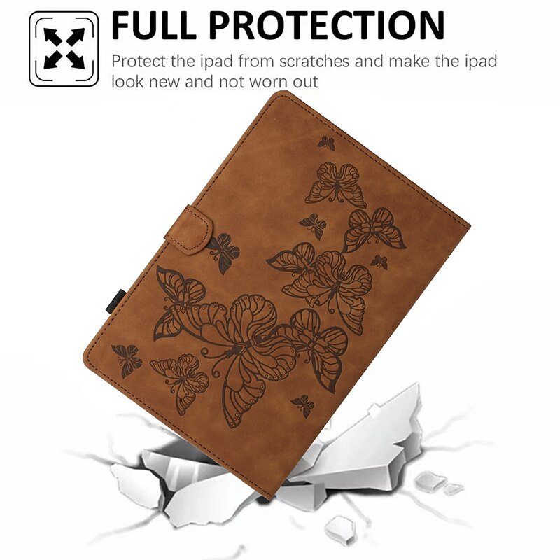 Tablet Case Cover For Apple Mini 11 iPad Air 5th 4th 10.9" ipad 9th 8th 7th Generation 10.2 inch iPad Air 3rd 10.5'' with Stand Holder Flip Card Holder Butterfly Solid Colored TPU PU Leather4