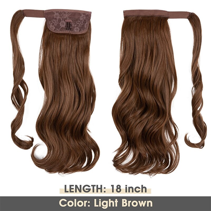 22 Ponytail Extension Long Dirty Blonde Pony Tail Wrap Around Clip in Hair Extensions Curly Wavy Synthetic High Resistant Fiber Fake Hairpiece for White Women2