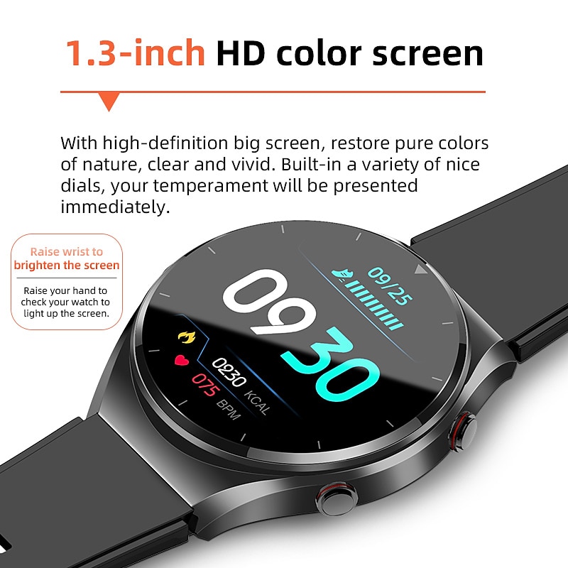 696 E09 Smart Watch 1.32 inch Smart Band Fitness Bracelet Bluetooth ECG+PPG Temperature Monitoring Pedometer Compatible with Android iOS Women Men Custom Watch Face Always on Display IP 67 50mm Watch3