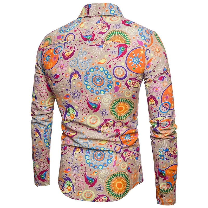 Retro Vintage 1970s Shirt Disco Floral Paisley Fancy Dress Men's Casual Daily Pride Parade Pride Month Adults' Top All Seasons3