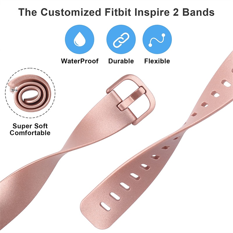 3 Pack Smart Watch Band Compatible with Fitbit Inspire 3 Inspire 2 / Inspire HR / Inspire Silicone Smartwatch Strap Waterproof Adjustable Women Men Sport Band Replacement  Wristband4