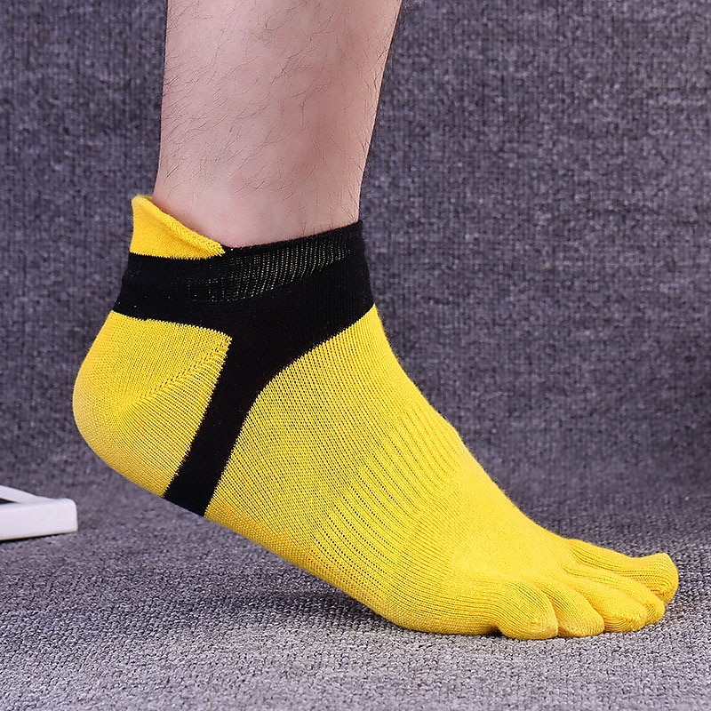 Men's 3 Pairs Ankle Socks Sport Socks / Athletic Socks Toe Socks Low Cut Socks Black Yellow Color Color Block Daily Wear Vacation Weekend Patchwork Medium Summer Spring &  Fall Stylish Casual4