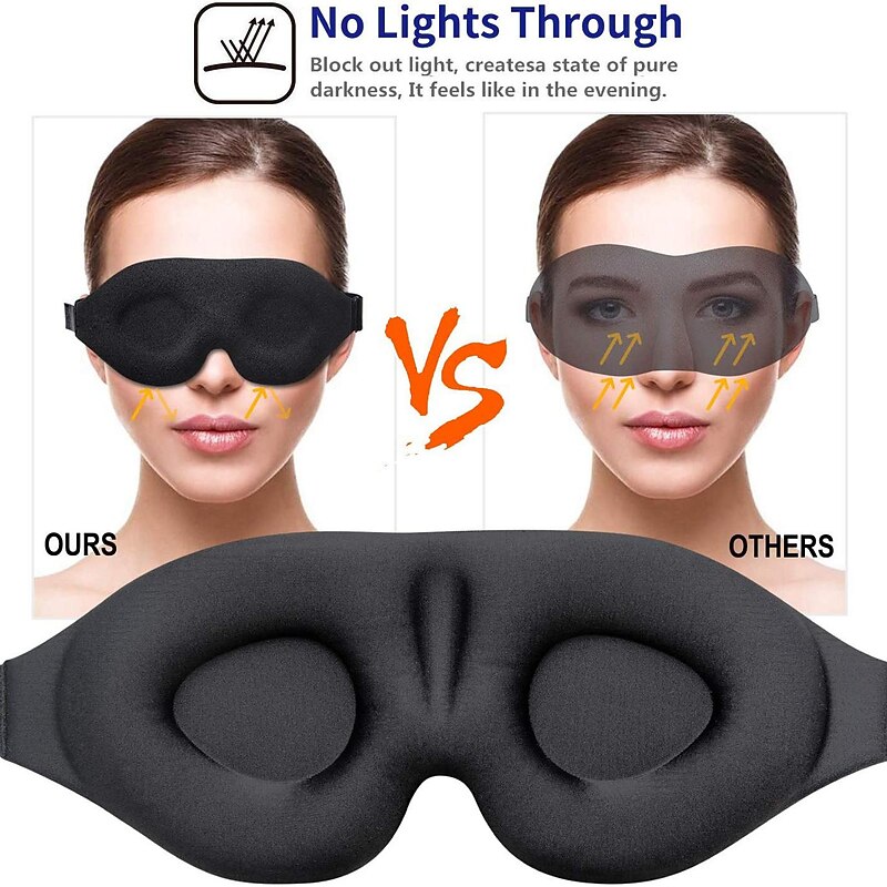 1pc Sleep Eye Mask For Men And Women 3D Contoured Cup Sleeping Mask And Blindfold Concave Molded Night Sleep Mask Block Out Light Soft Comfort Eye Shade Cover For Travel Yoga Nap Black3