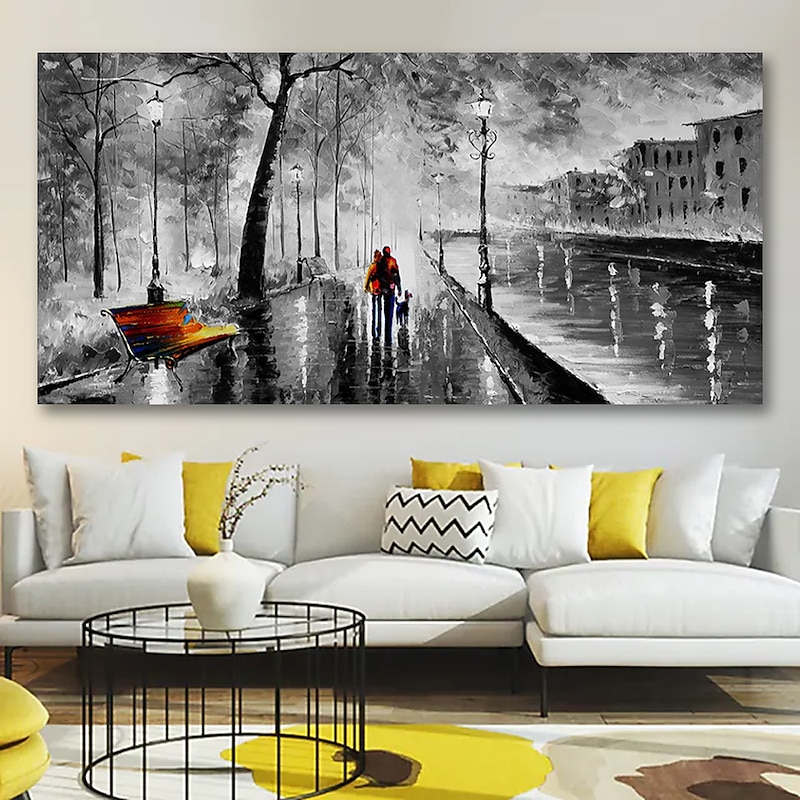 Oil Painting Handmade Hand Painted  Wall Art Modern Romantic Park Street View Home Decoration Decor Rolled Canvas No Frame Unstretched
